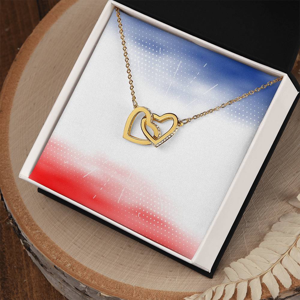 4Th Of July American Flag Vintage Usa Men Women Patriotic Interlocking Hearts Necklace