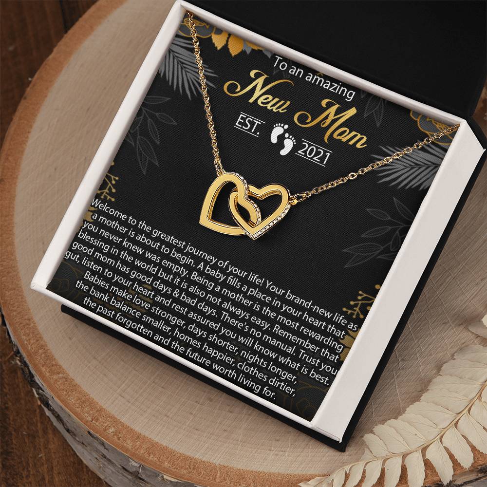 New Mom Necklace Mom Est 2021 Necklace First Time Mom Necklacenew Mommy Interlocking Hearts Necklacenecklace For New Mom Pregnancy Gift