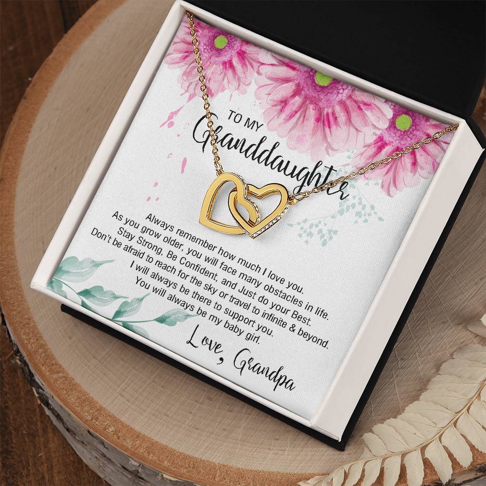 To My Granddaughter From Grandpa - You Will Always Be My Baby Girl Interlocking Hearts Necklace
