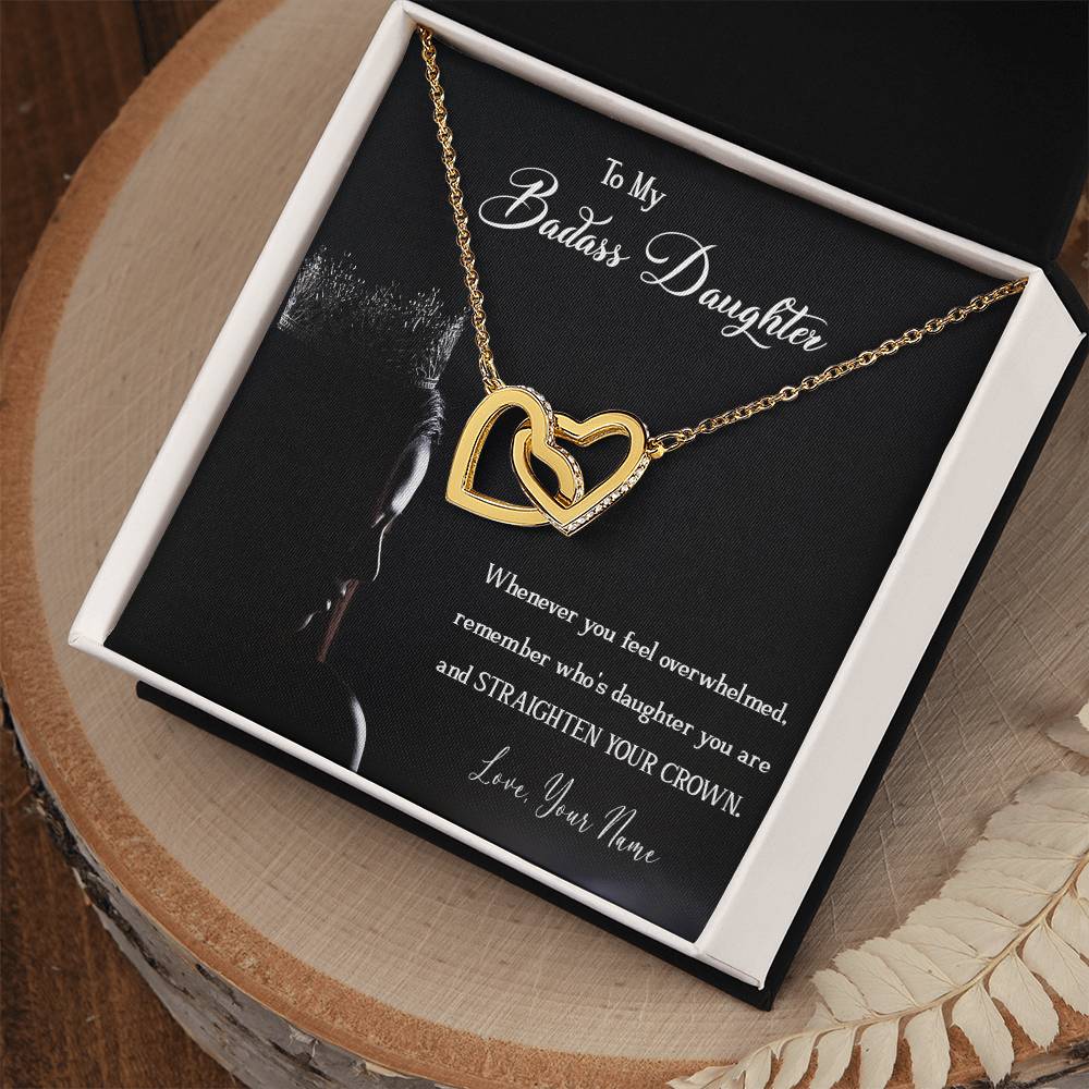 To My Badass Daughter Badass Daughter Necklace Gift For Daughter Necklace To My Badass Daughter Daughter Birthday Interlocking Hearts Necklace