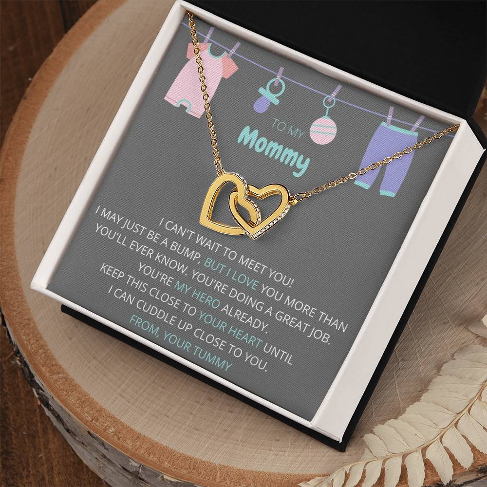 To My Mommy Necklace Gift For Expecting Moms Interlocking Hearts Necklace