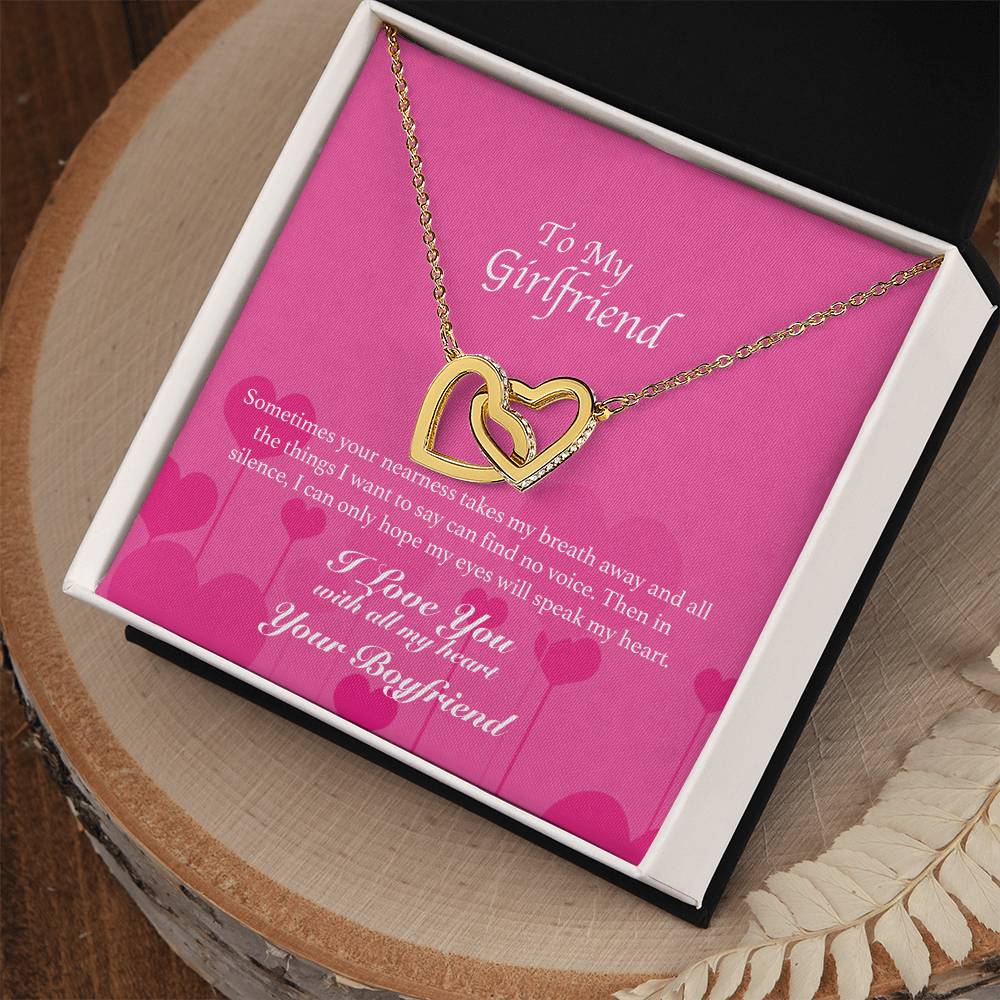 To My Girlfriend - You Take My Breath Away - Hearts Necklace Interlocking Hearts Necklace