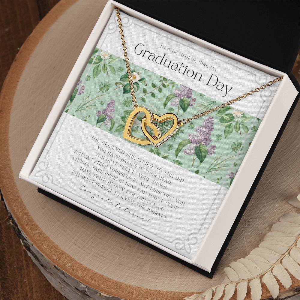 Graduation Gift Necklace For Daughter College Graduation Gift For Her High School Senior Graduation Mba Phd Master Class Of Interlocking Hearts Necklace