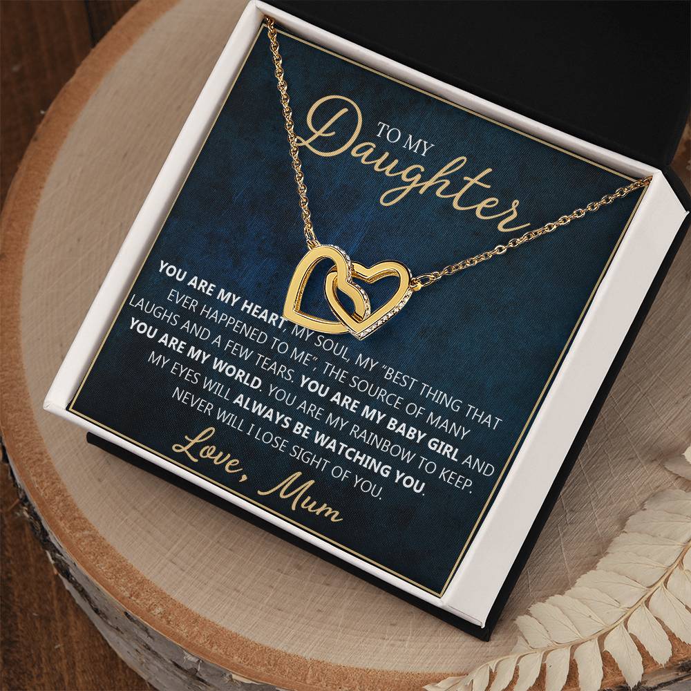 To My Daughter - You Are My Everything Unique Interlocking Heart Necklace Gift Set Interlocking Hearts Necklace