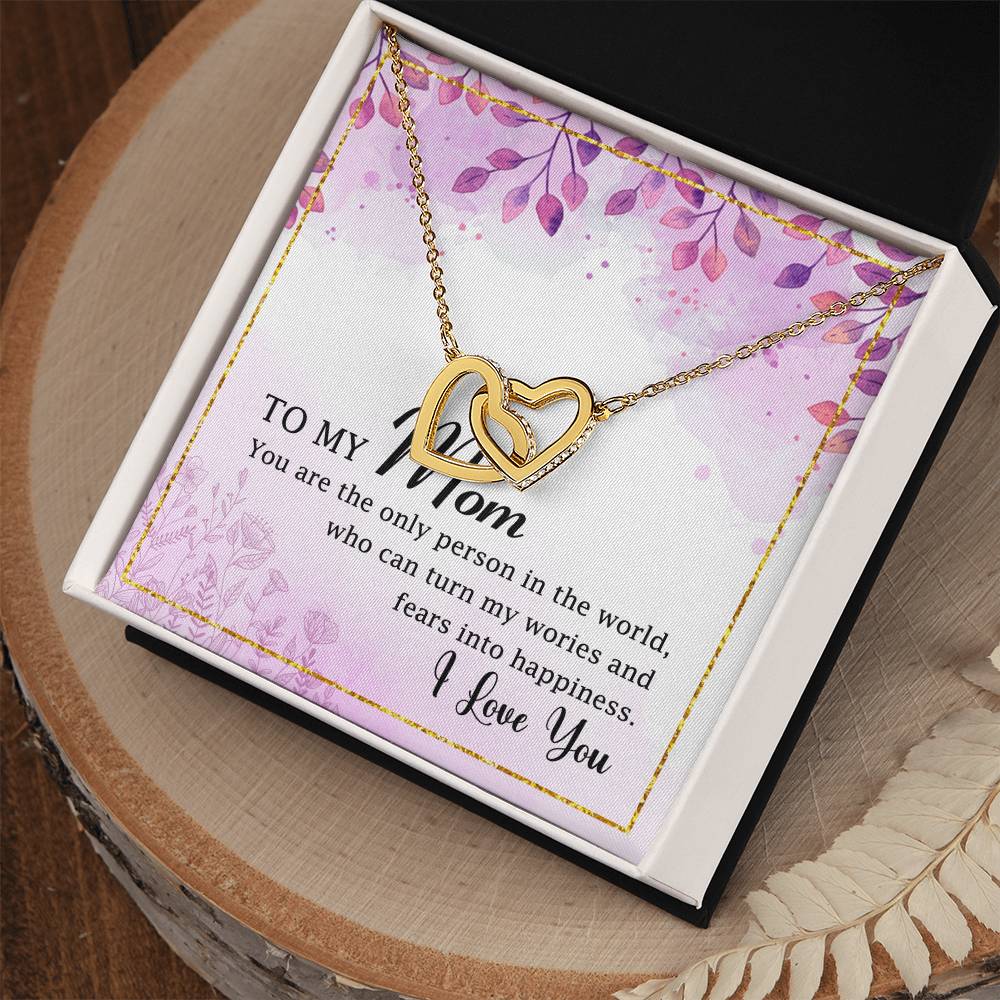 To My Mom Interlocking Hearts Necklace Message Card