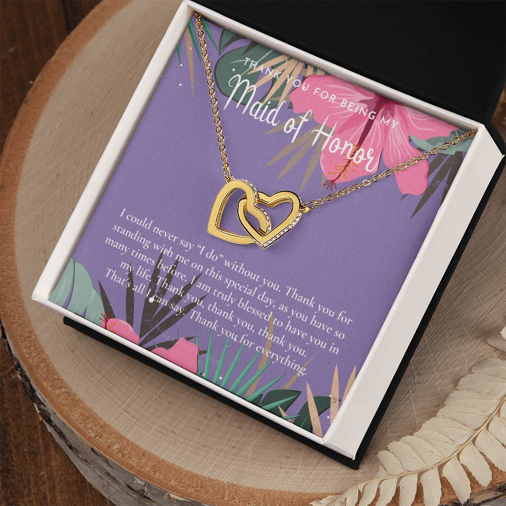 Maid Of Honor Thank You Gift From Bride Bridesmaid Gift Maid Of Honor Gift Necklace Matron Of Honor Gift Thank You Gift From Bride Interlocking Hearts Necklace