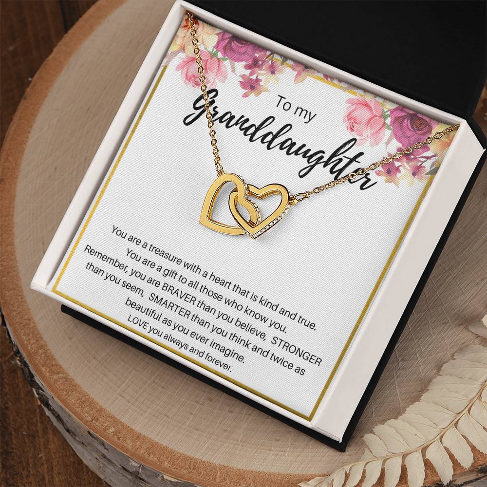 To My Granddaughter Interlocking Hearts Necklace