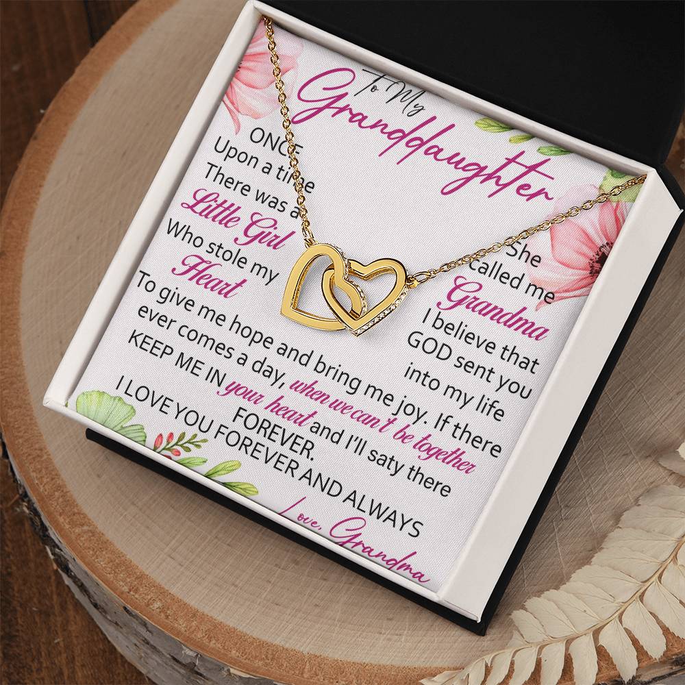 To My Granddaughter Interlocking Hearts Necklace Message Card