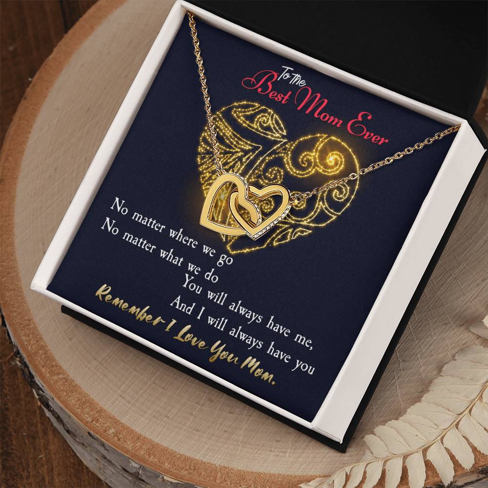 To The Best Mom Ever. Meaningful Present For Mother. Interlocking Hearts Necklace