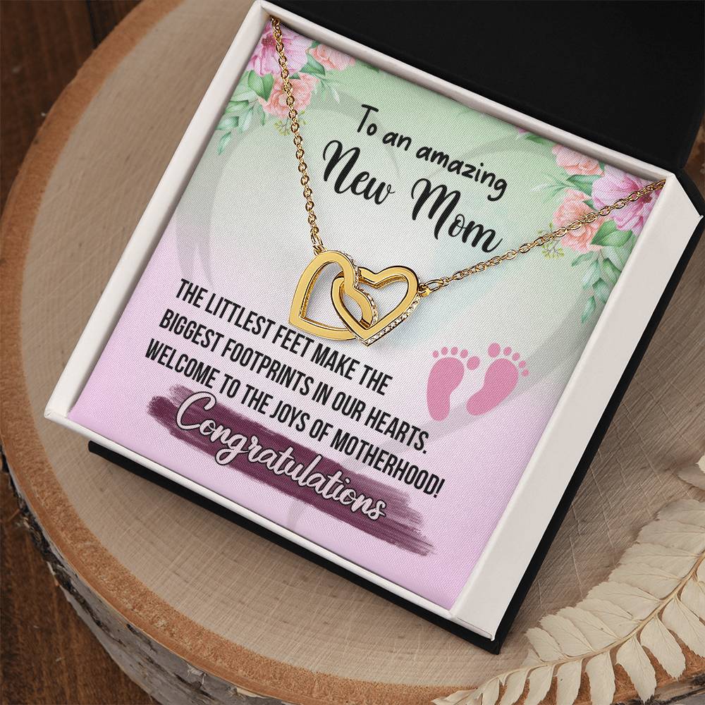 To An Amazing Mom- Gift For New Mom Interlocking Hearts Necklace