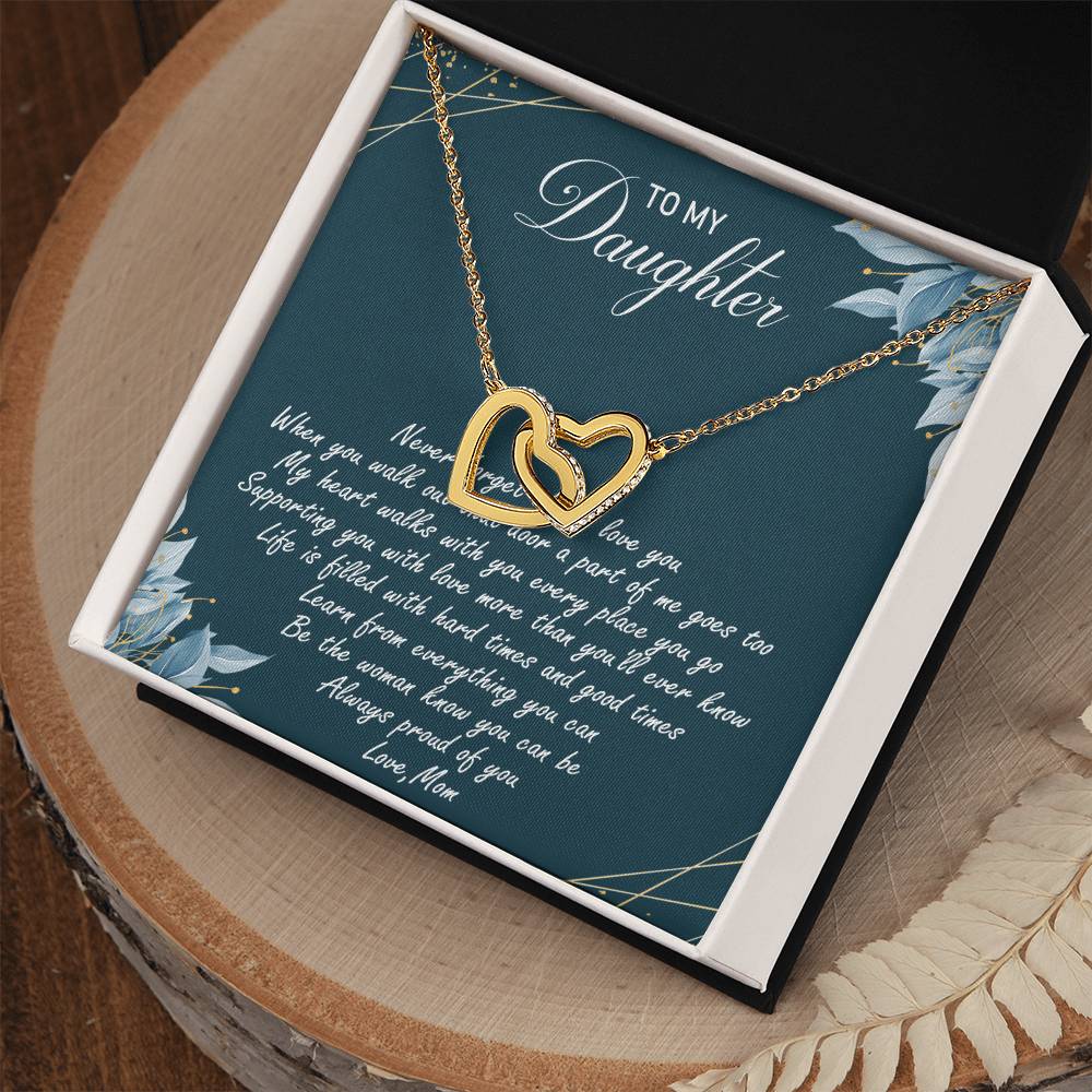 To My Daughter Interlocking Hearts Necklace Message Card