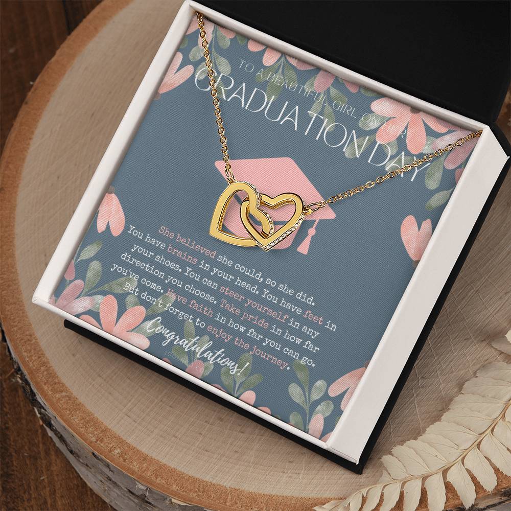 Graduation Gift Necklace For Daughter College Graduation Gift For Her High School Senior Graduation Mba Phd Master Class Of 2021 Interlocking Hearts Necklace