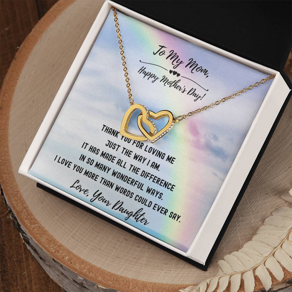 Thank You For Loving Me Mom - Hearts Necklace Interlocking Hearts Necklace