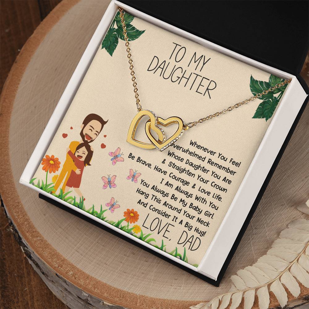 To My Daughter Love Dad Necklace Interlocking Hearts Necklace