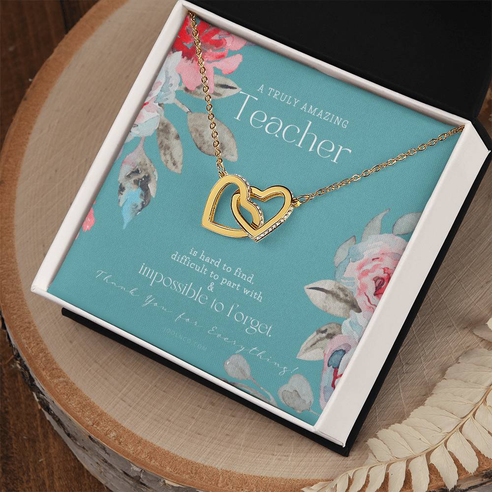Teacher Gift Gift For Teacher Necklace A Truly Amazing Teacher Appreciation Gift Interlocking Hearts Necklace