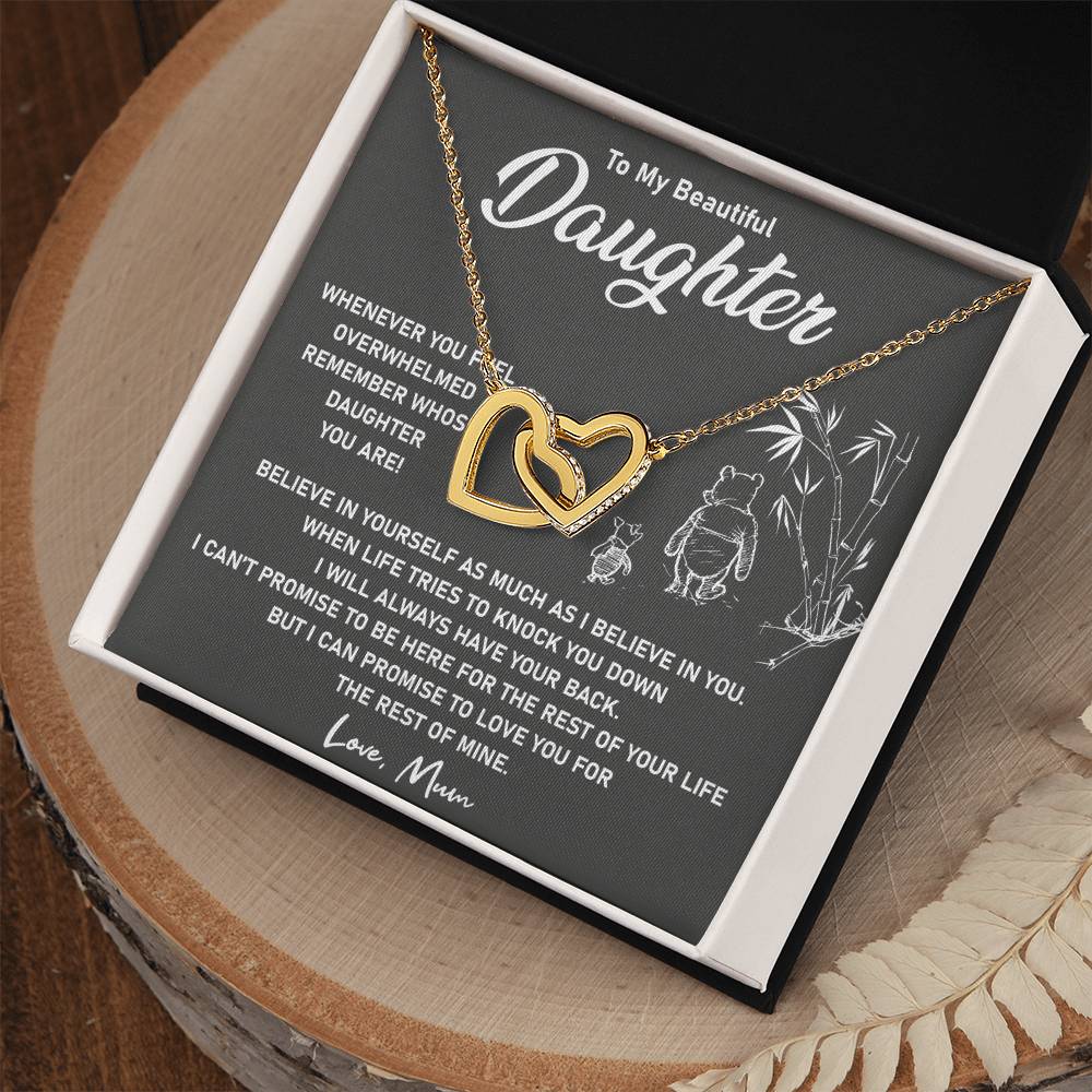 To My Daughter - I Will Love You For The Rest Of Mine - Necklace Interlocking Hearts Necklace