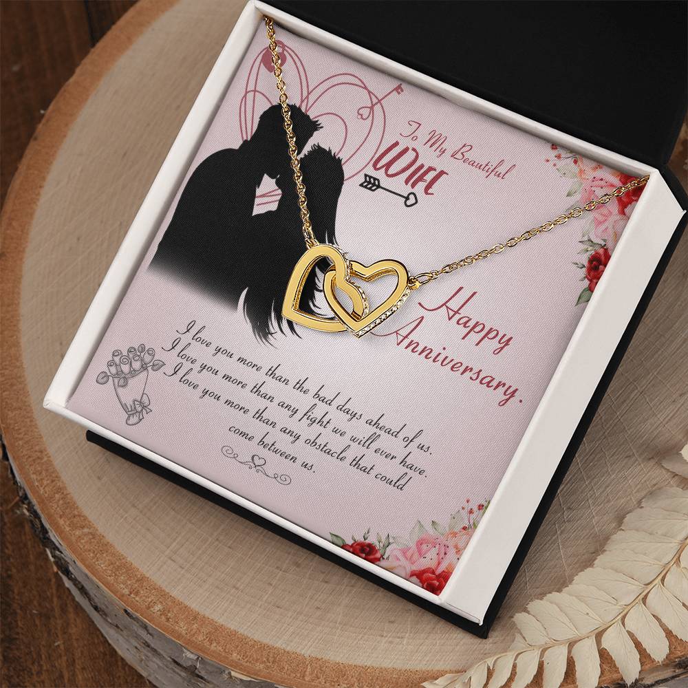 Happy Anniversary Interlocking Hearts Necklace