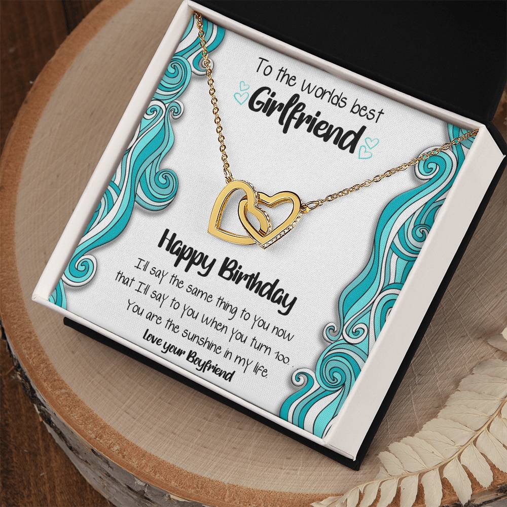 Worlds Best Girlfriend Linked Hearts Necklace Interlocking Hearts Necklace