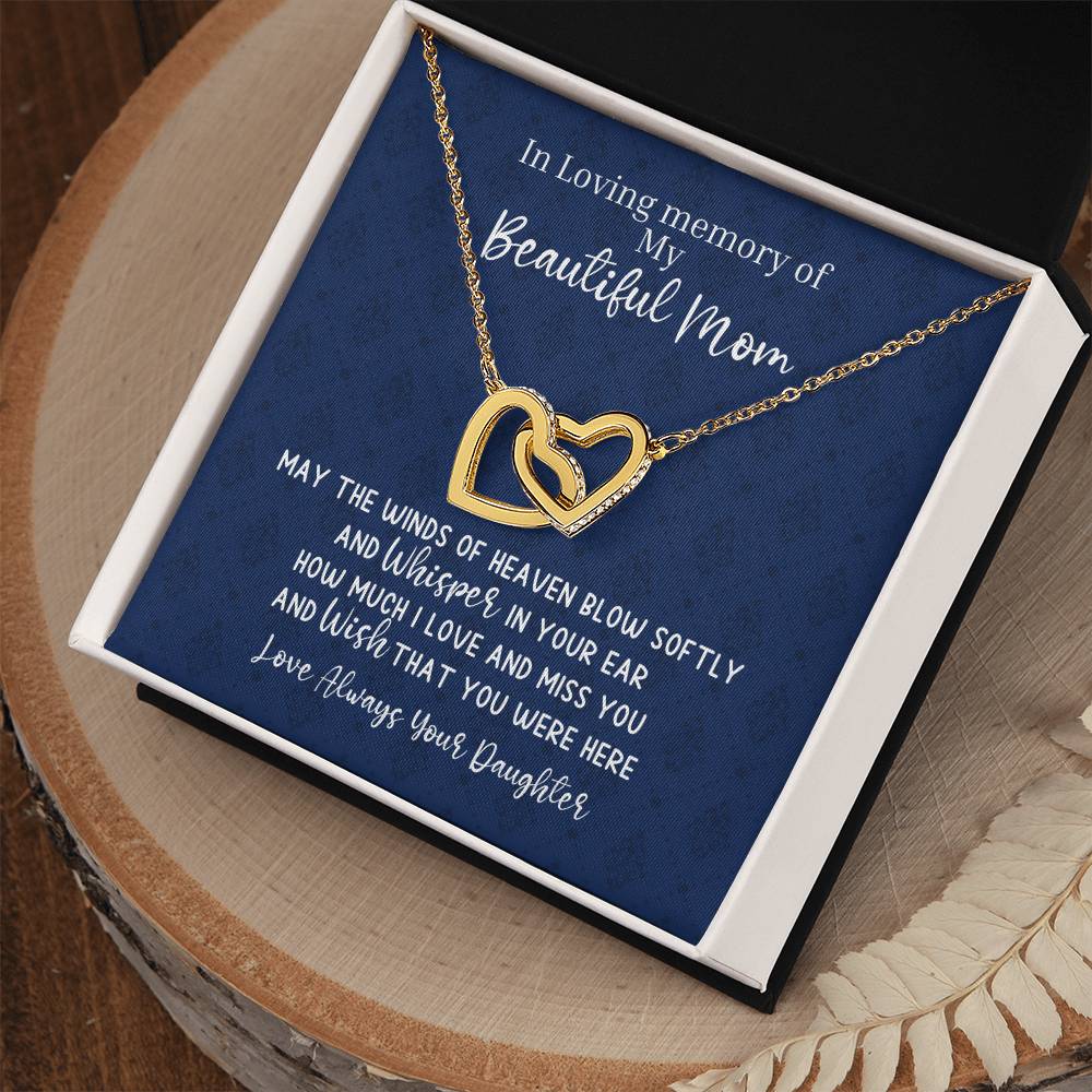 Mom Remembrance - 2 Hearts Necklace - Love Daughter Interlocking Hearts Necklace