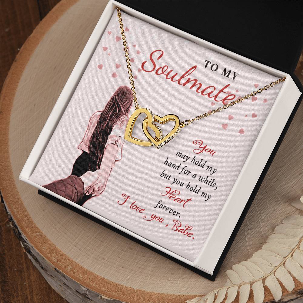 To My Soulmate - Interlocking Necklace - I Love You Babe Interlocking Hearts Necklace
