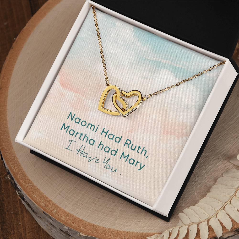 Unbiological Sister Necklace Naomi And Ruth Best Friend Gift Jewelry Interlocking Hearts Necklace