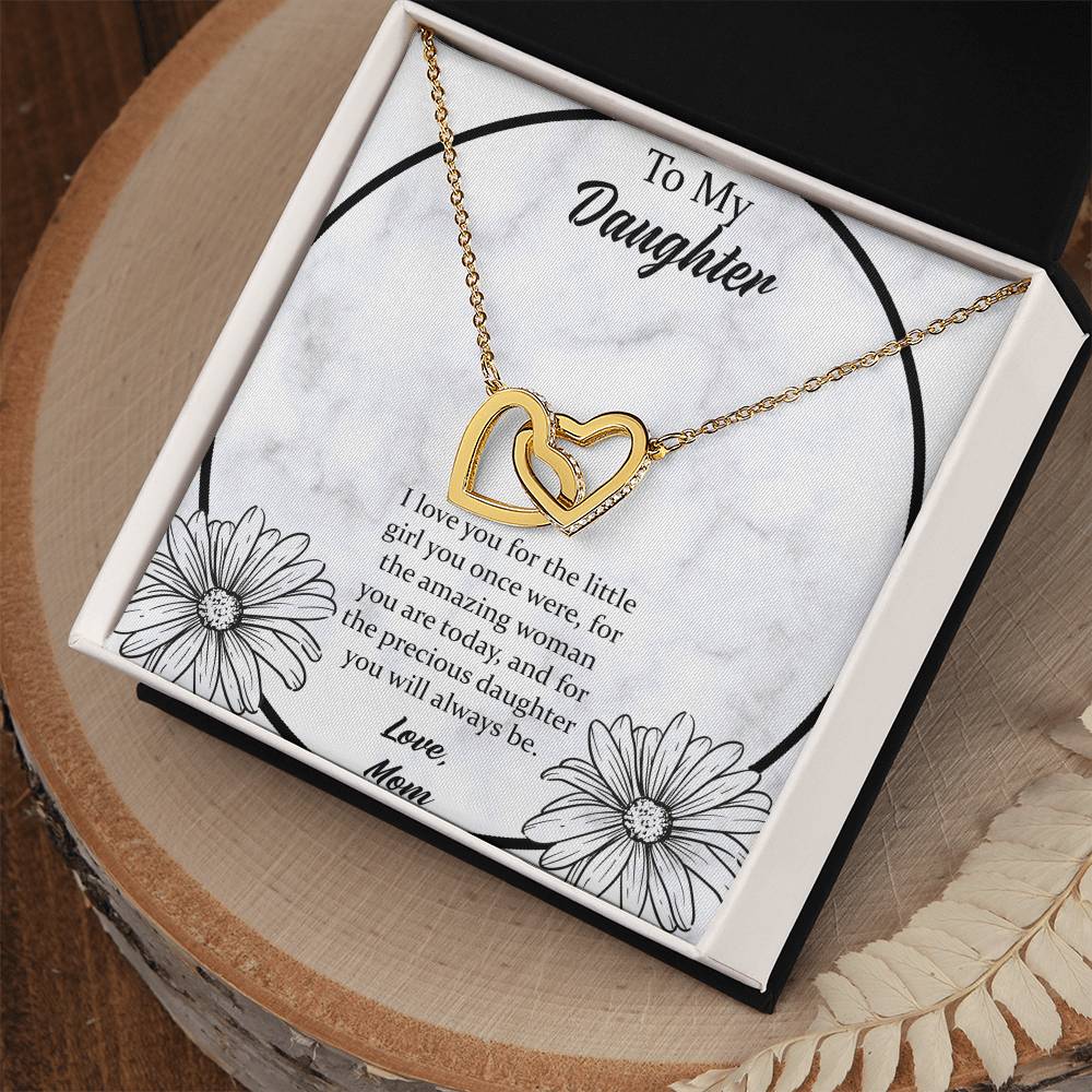 To My Daughter I Love You For The - Love Mom Interlocking Hearts Necklace
