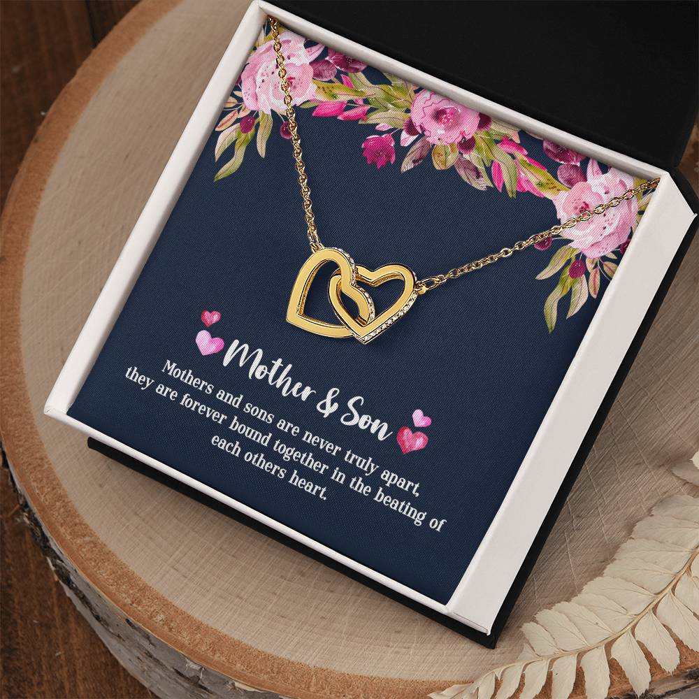 Mother & Son - Never Truly Apart Interlocking Hearts Necklace