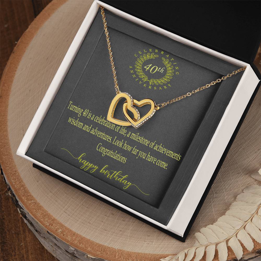 Personalized Gift 40Th Birthday Necklace Interlocking Hearts Necklace