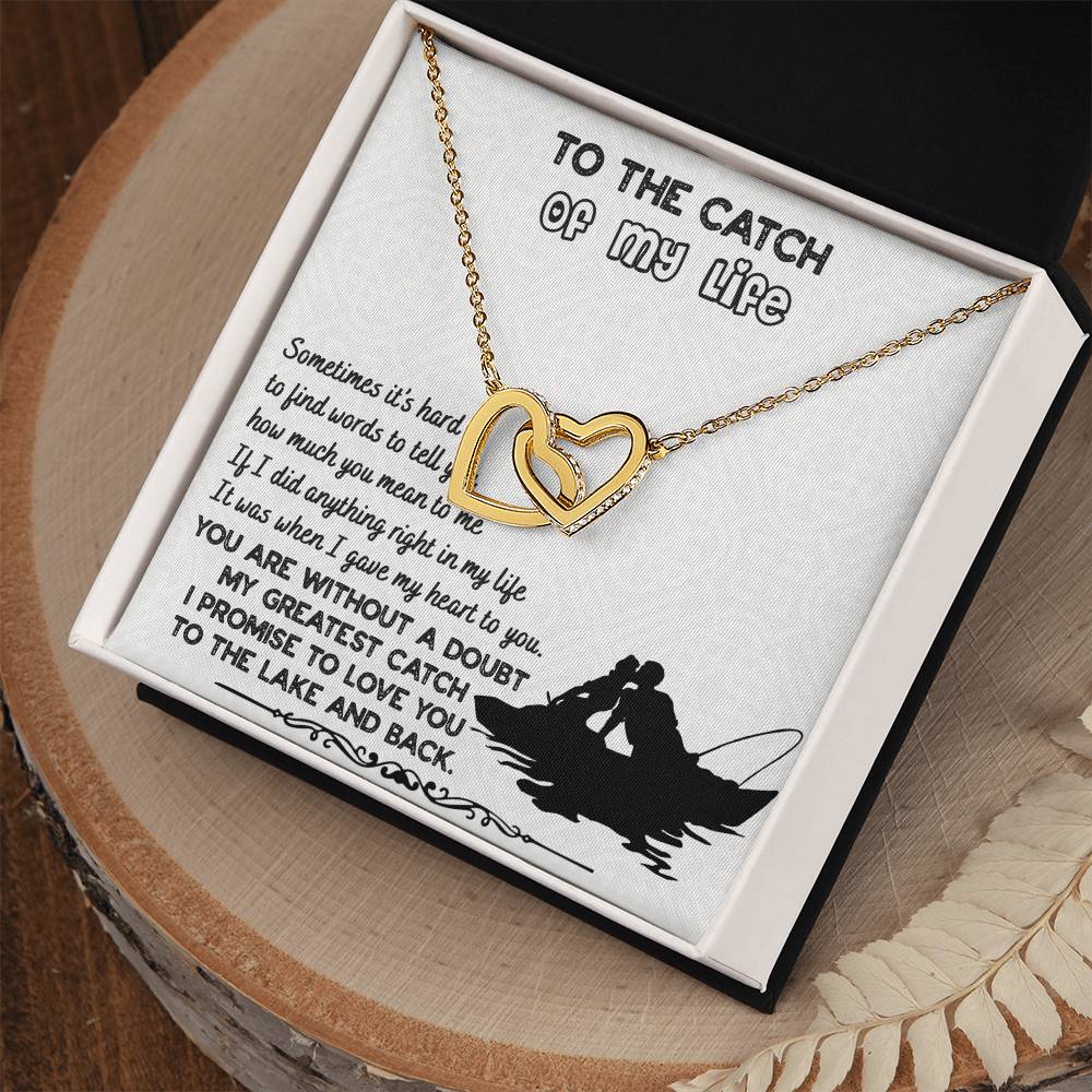 To The Catch Of My Life Knot Necklace & Earring Gift Set For Her Handmade Jewelry Interlocking Hearts Necklace