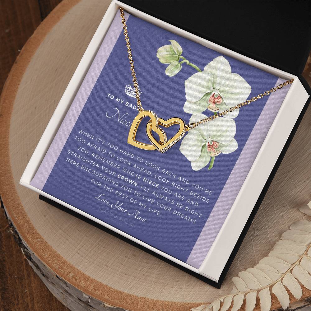 To My Niece Live Your Dreams Necklace Gift For Niece From Aunt Niece Birthday Graduation Christmas Present Interlocking Hearts Necklace