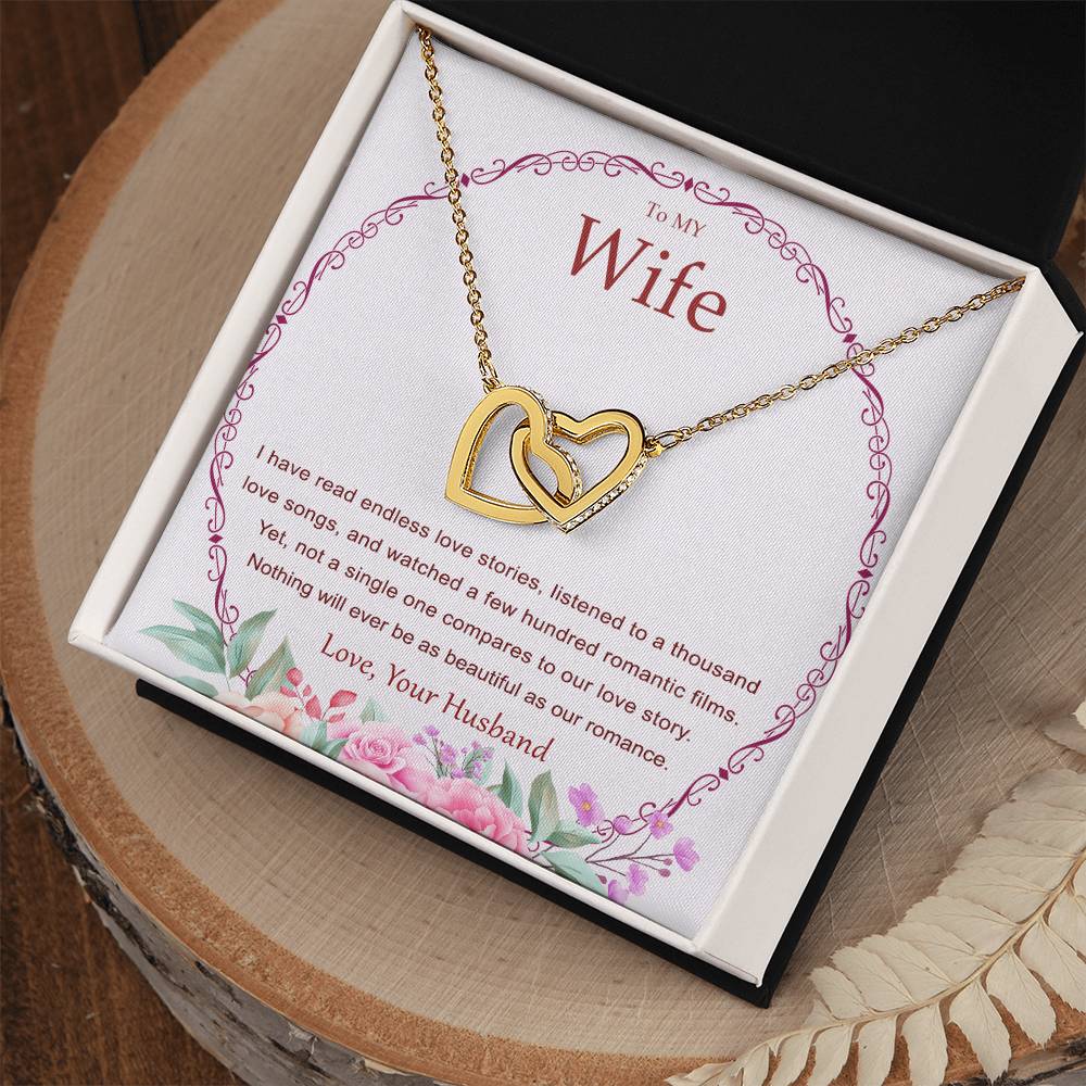 Interlocking Heart Necklace For Wife. Heart Touching Message Card Included. Interlocking Hearts Necklace