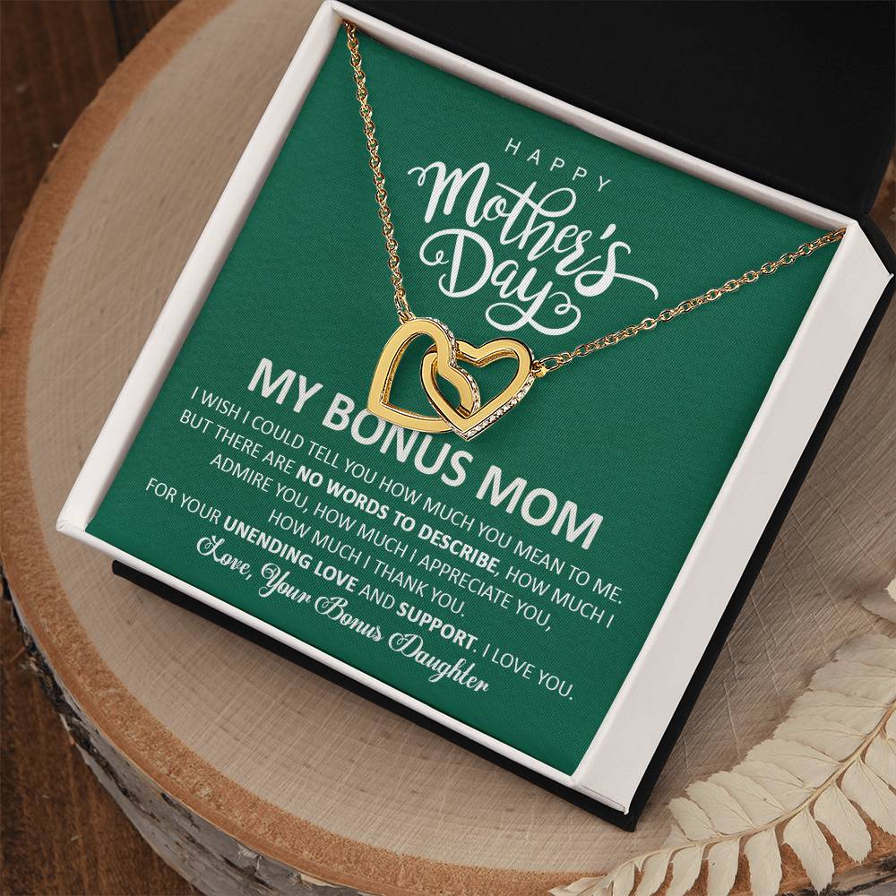 Happy Mother'S Day My Bonus Mom - Interlocking Heart Necklace Interlocking Hearts Necklace