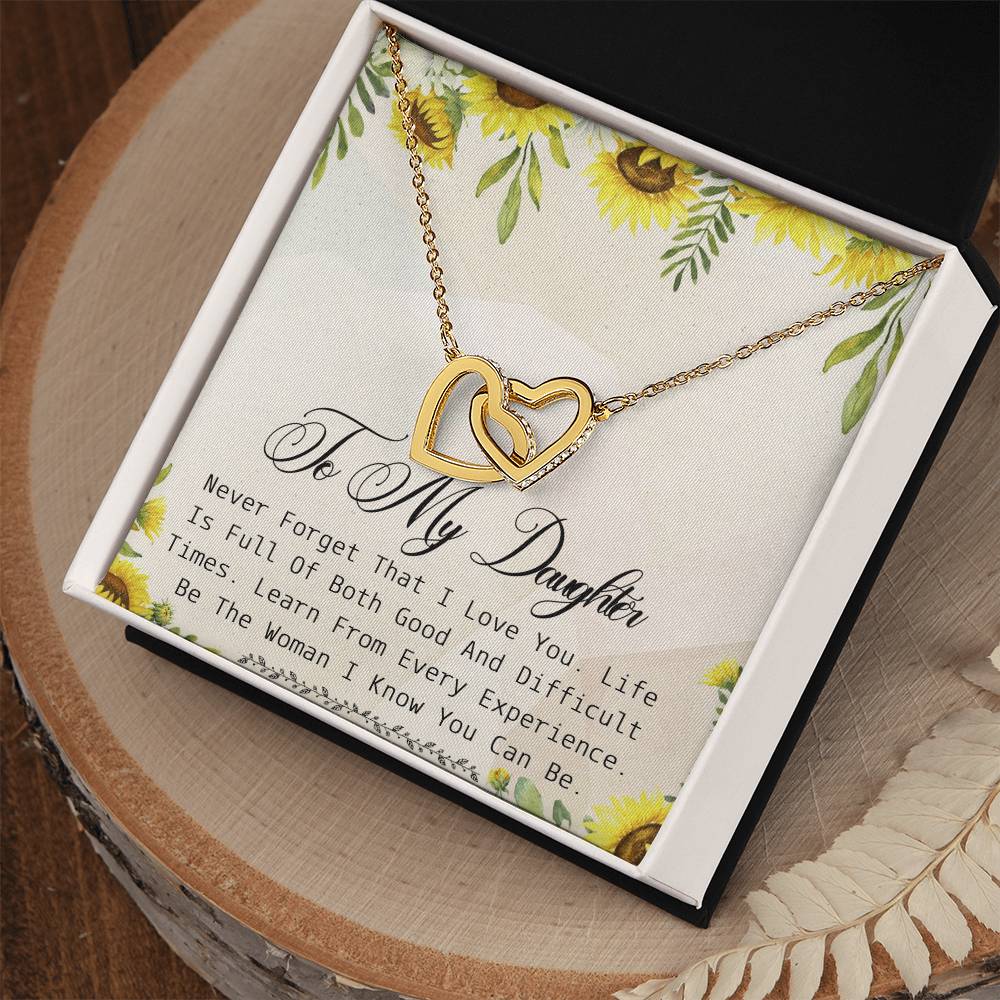 To My Daughter Interlocking Hearts Necklace Message Card
