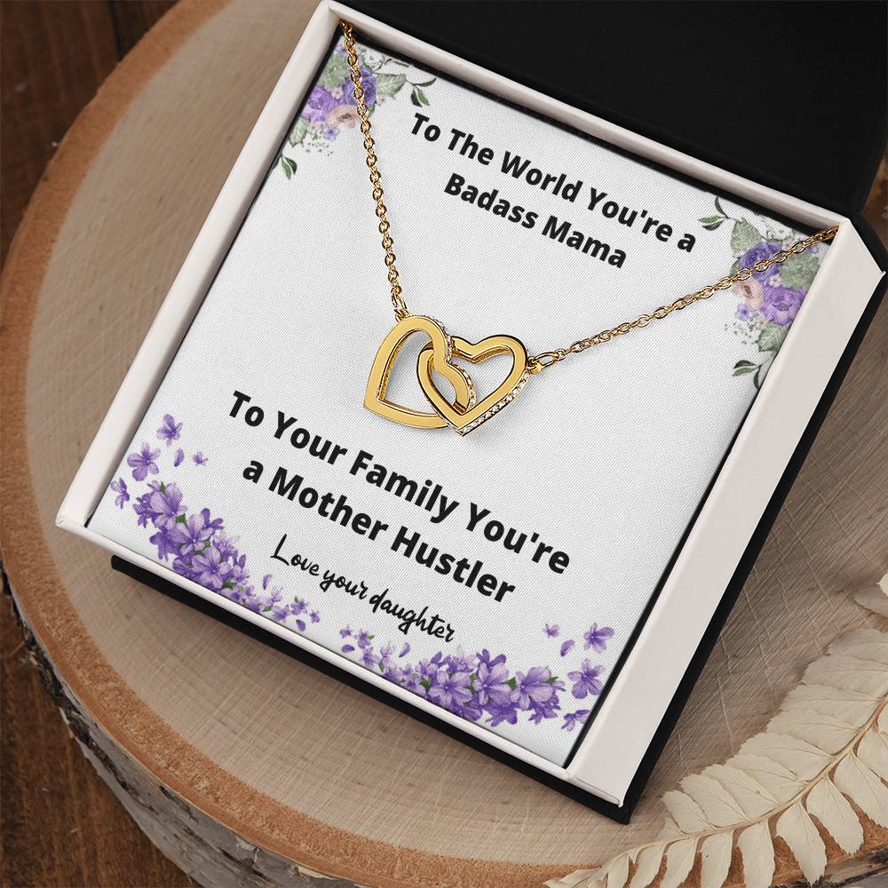 Necklace From Daughter Badass Mama Gift For Mother Gift Idea Best Mom Ever Interlocking Hearts Necklace