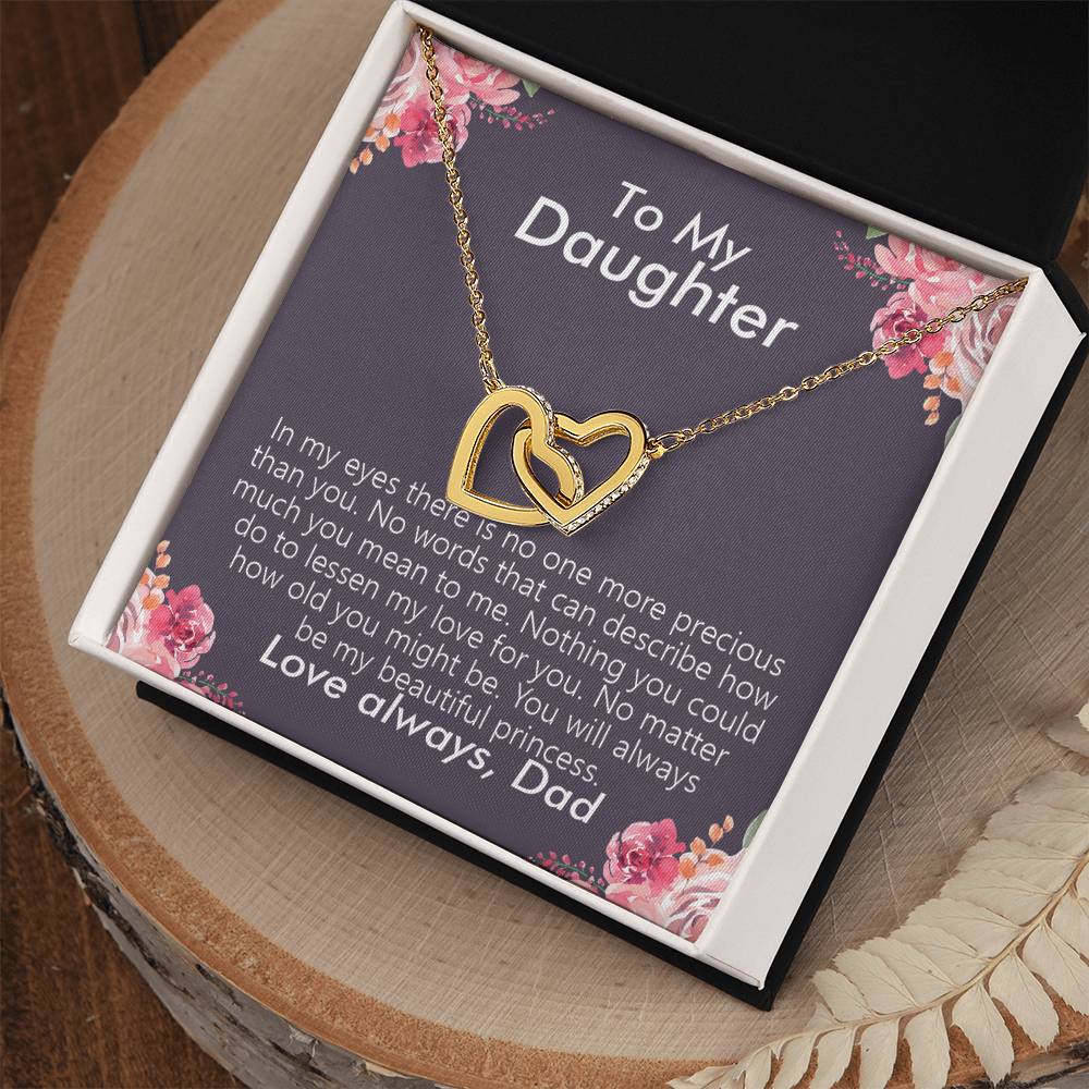 To My Daughter - Always Be My Princess Necklace - [Limited Time Offer] Interlocking Hearts Necklace
