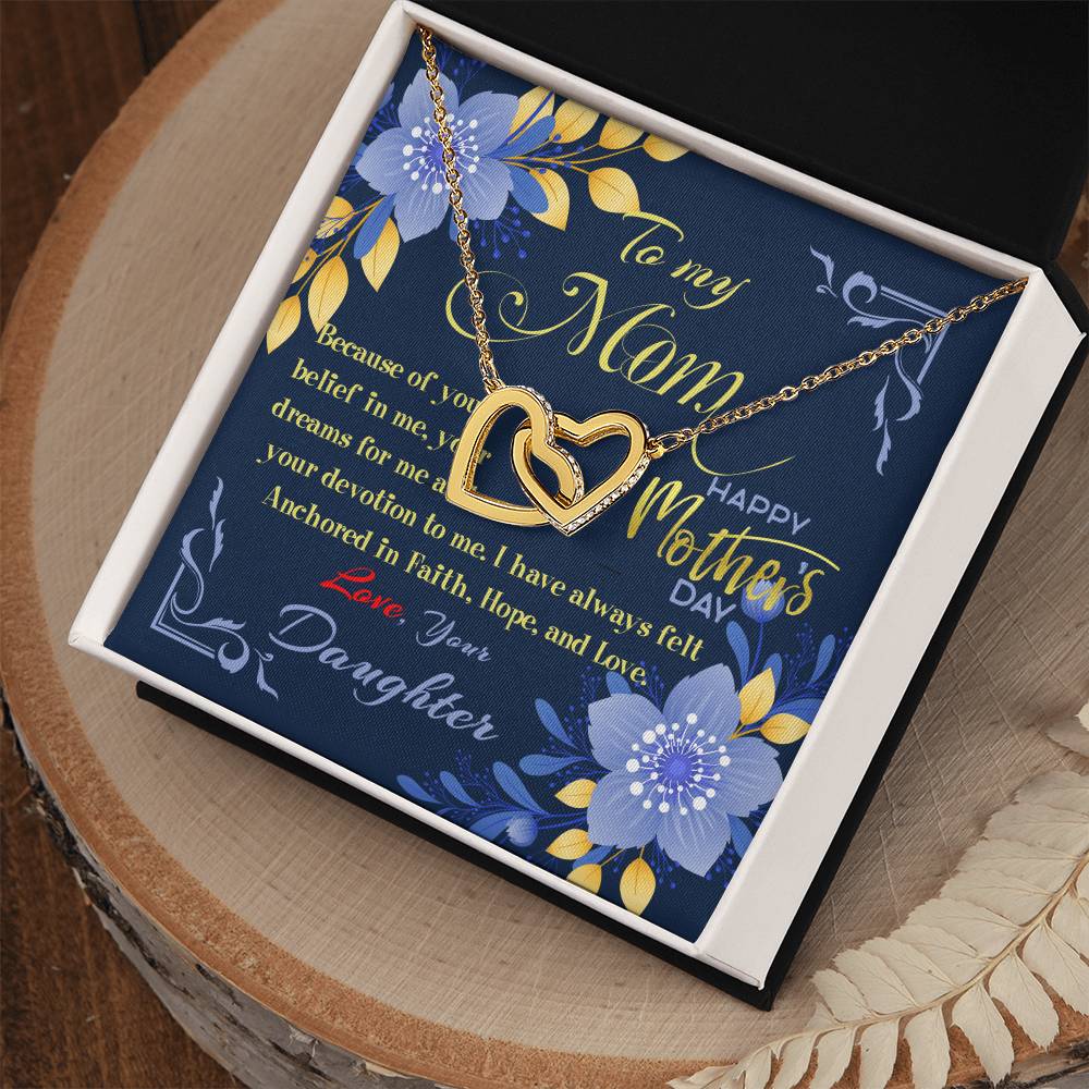 Interlocked Hearts Necklace Gift Set - From Daughter To Mom Interlocking Hearts Necklace