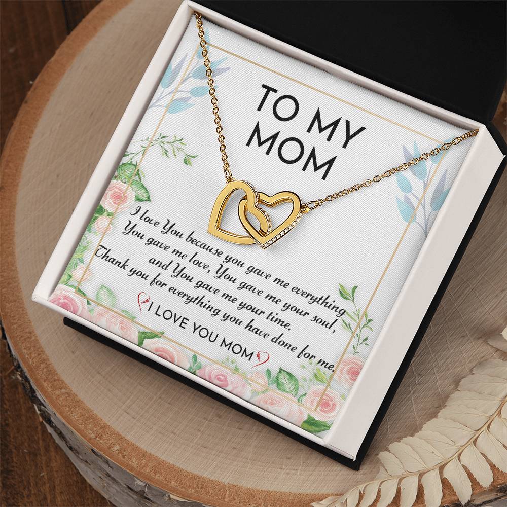 To My Mom - I Love You - Interlocking Hearts Necklace