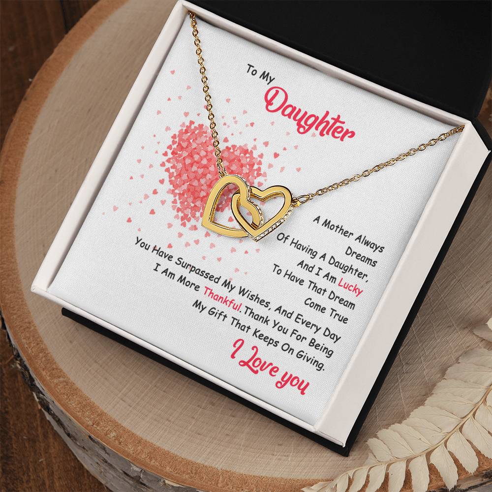 My Daughter - I Am Lucky To Have You Interlocking Hearts Necklace