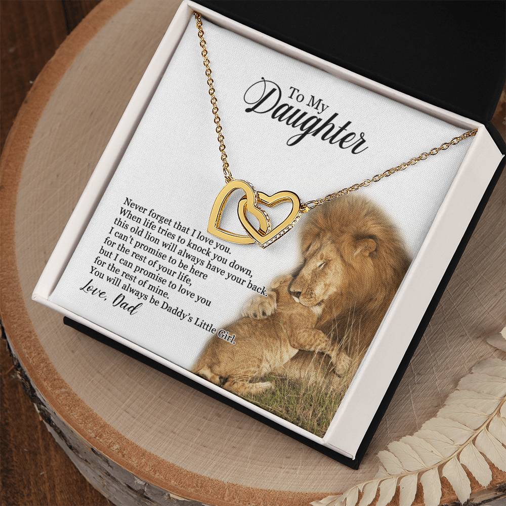 To My Daughter - You Will Always Be Daddy'S Little Girl Interlocking Hearts Necklace