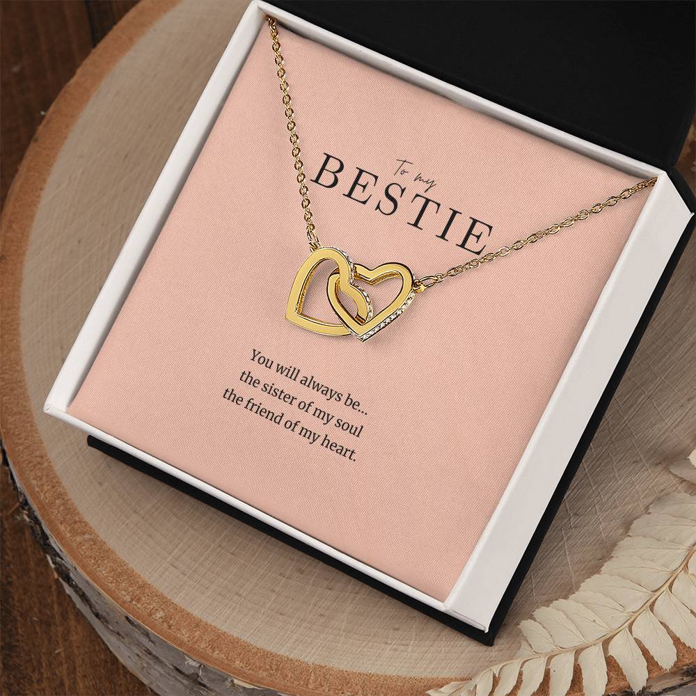 To My Bestie Cubic Zirconia Heart Necklace Interlocking Hearts Necklace