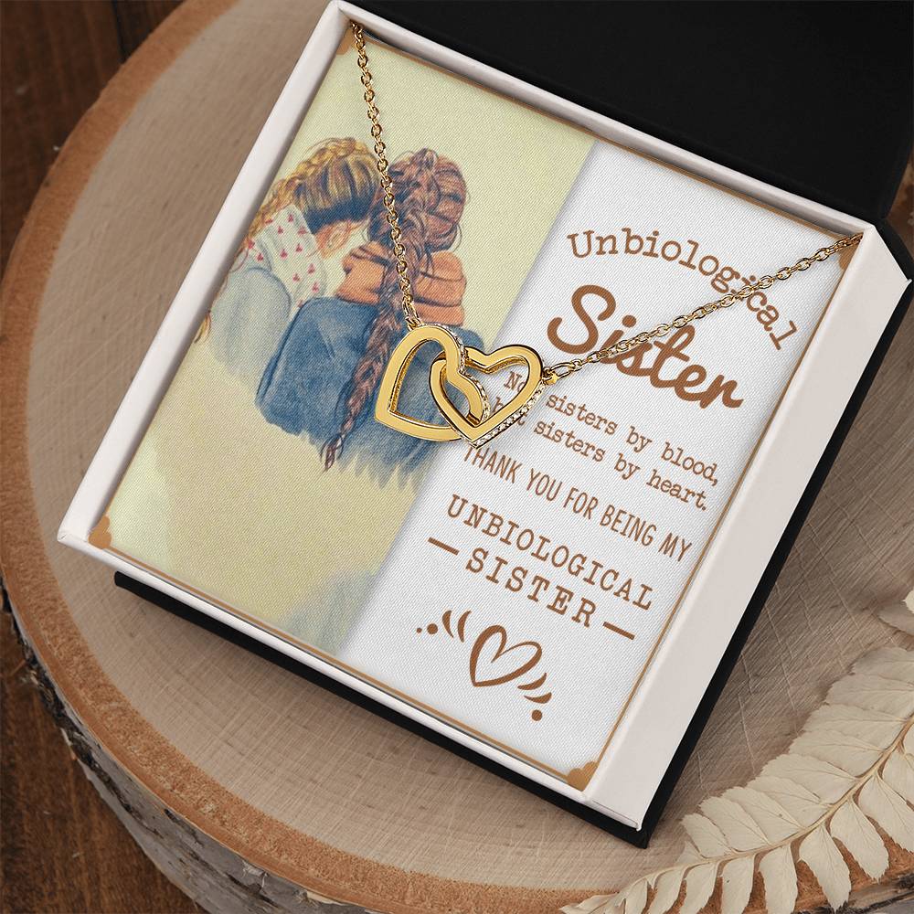 Unbiological Sister Interlocking Hearts Necklace