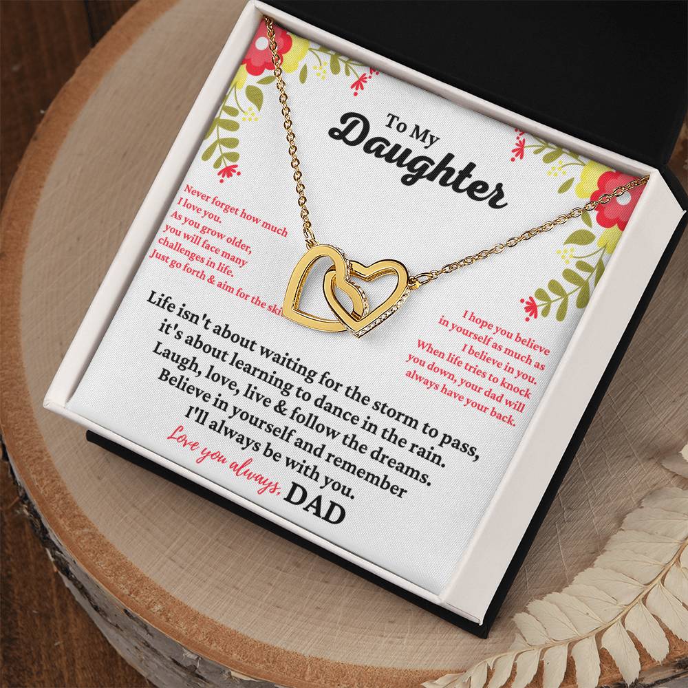 To My Daughter - I'Ll Always Be With You - Necklace Interlocking Hearts Necklace