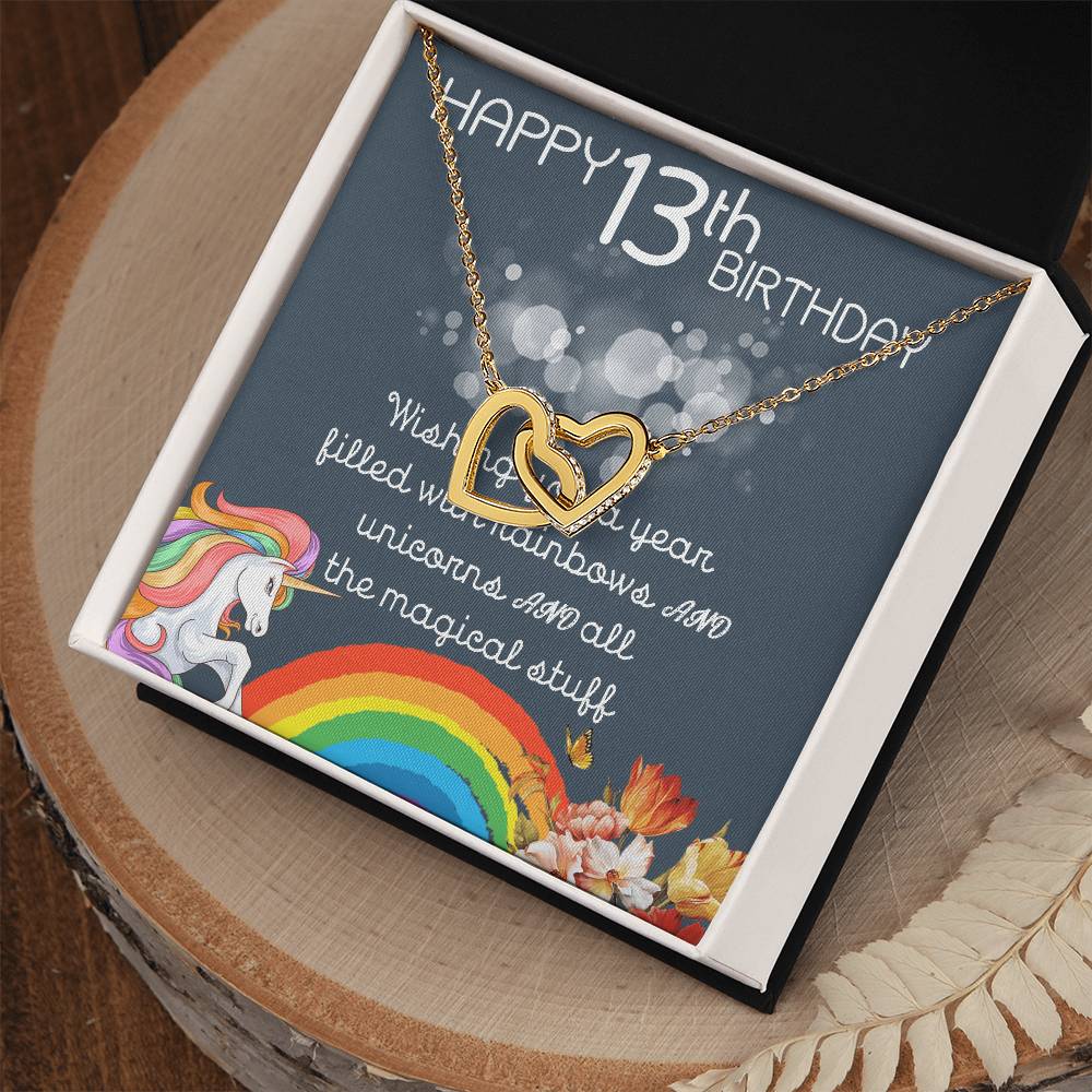 13Th Birthday Necklace Gifts For Girls Cute Unicorn 13 Years Old Girl Jewelry Gift For Daughter Niece Interlocking Necklace Xu246Il06 Interlocking Hearts Necklace