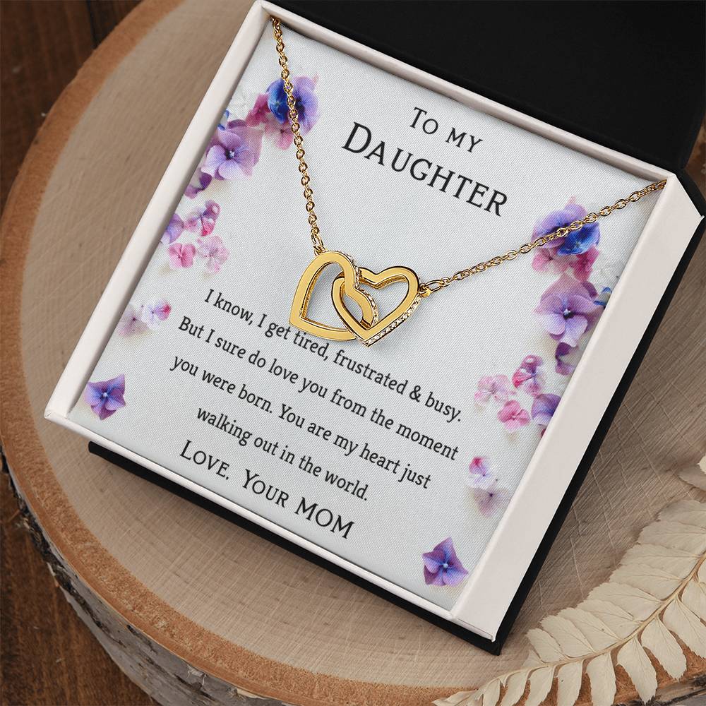 To My Daughter- You'Re My Heart Just Walking Out In The World- Necklace Interlocking Hearts Necklace