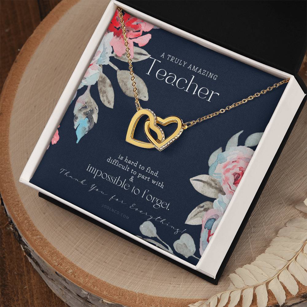 Teacher Gift Gift For Teacher Necklace A Truly Amazing Teacher Appreciation Gift Interlocking Hearts Necklace
