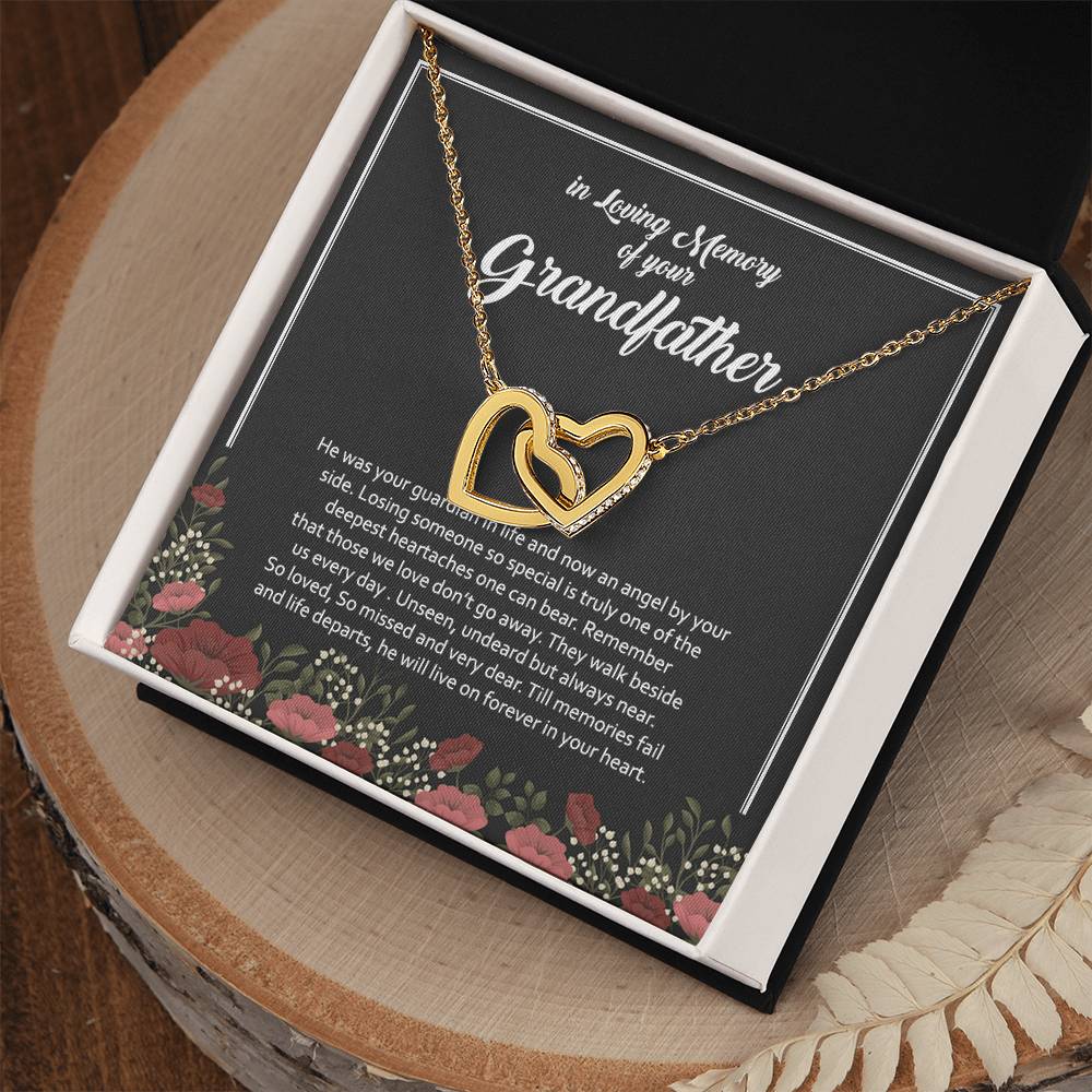 In Loving Memory Of Your Grandfather Interlocking Hearts Necklace