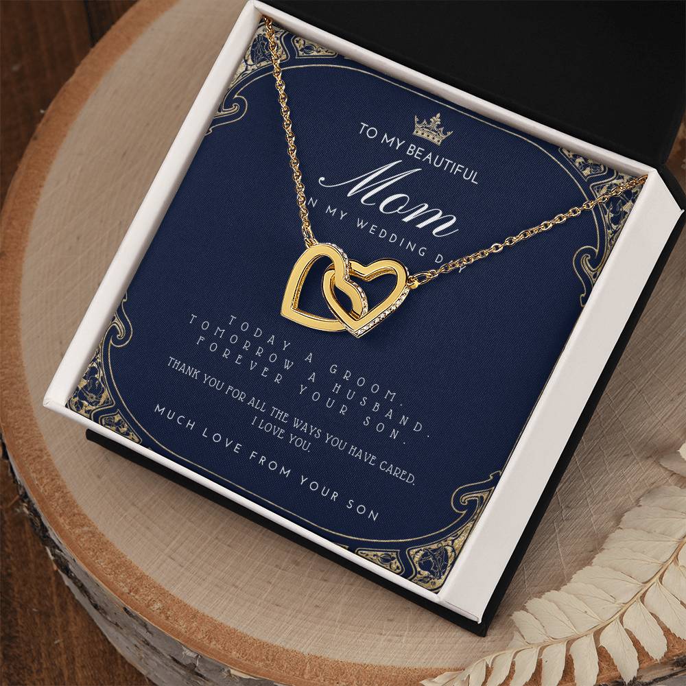 Mother Of The Groom Gift From Son Mom Wedding Gift From Son Wedding Gift From Groom To Mom Necklace Gift For Mom Wedding Gift From Son Interlocking Hearts Necklace
