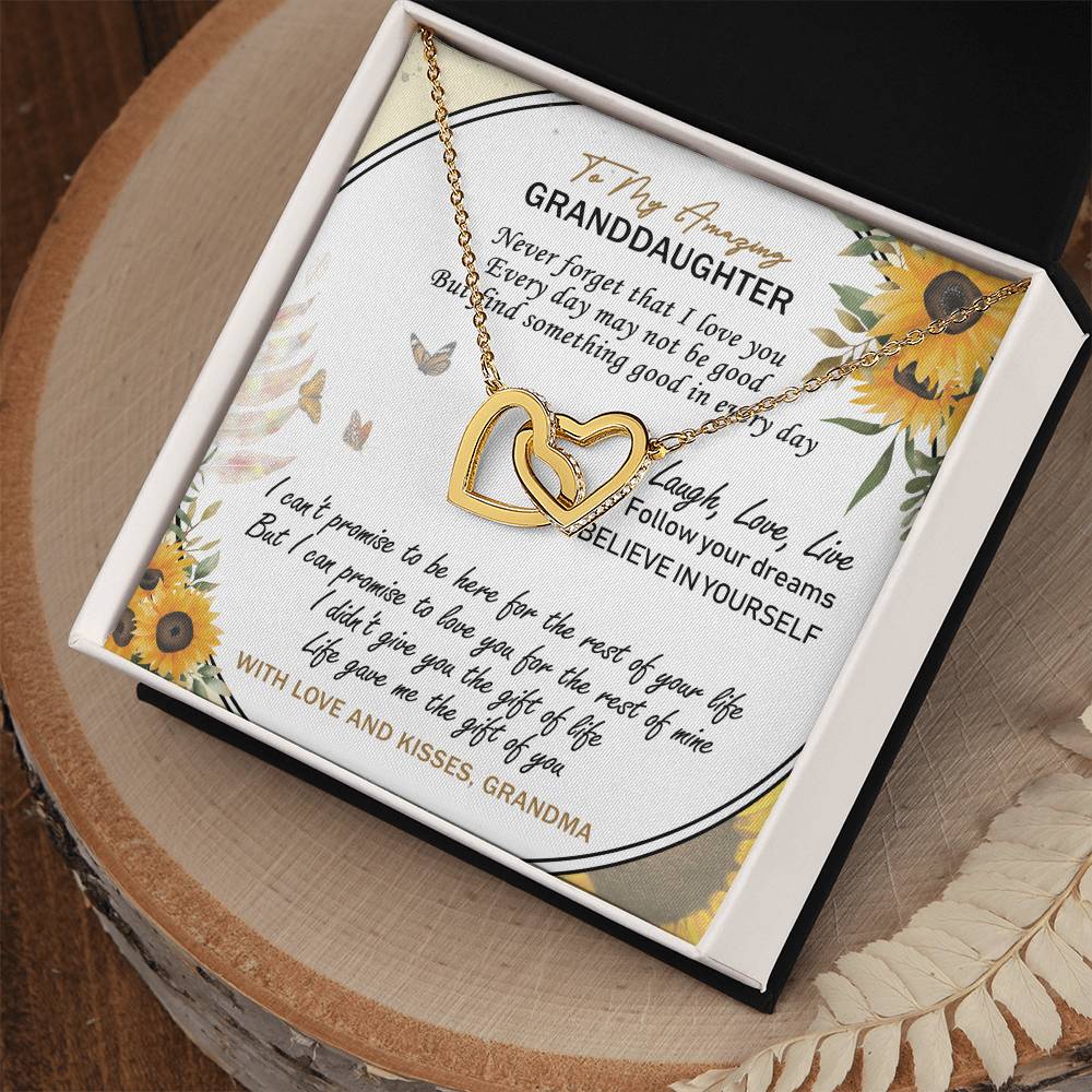 To My Amazing Granddaughter Interlocking Hearts Necklace Message Card