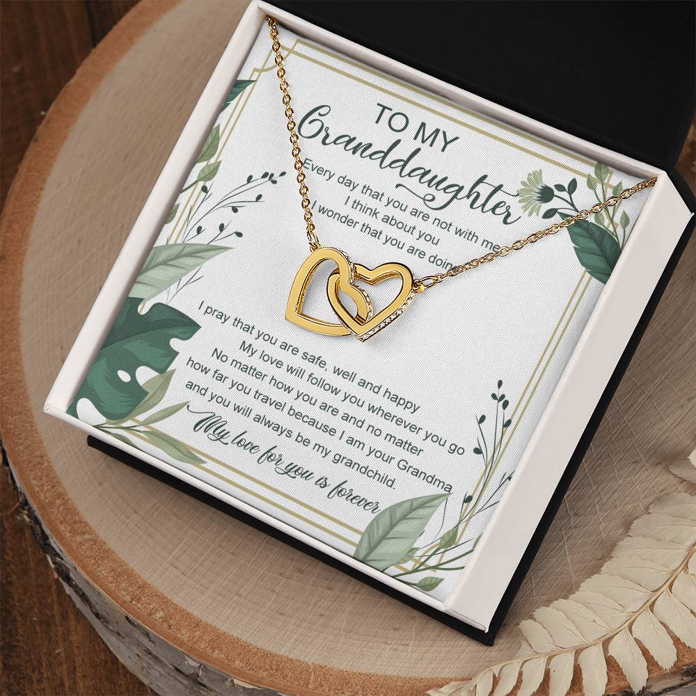 To My Granddaughter Interlocking Heart Necklace Interlocking Hearts Necklace