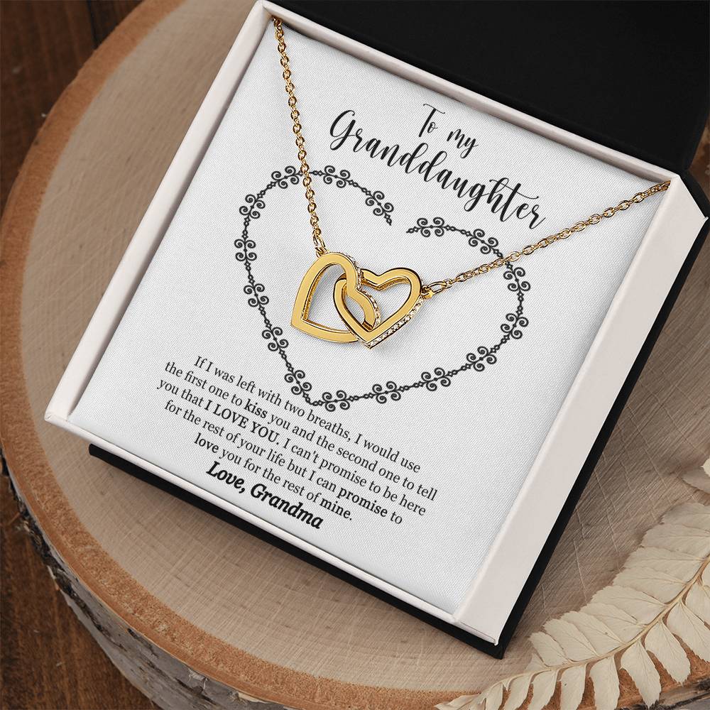 To My Granddaughter - I Promise To Love You For The Rest Of My Life Interlocking Hearts Necklace